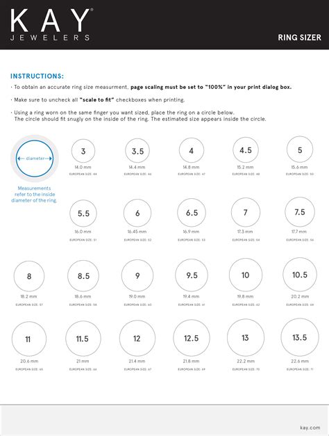 pandora ring size chart conversion.